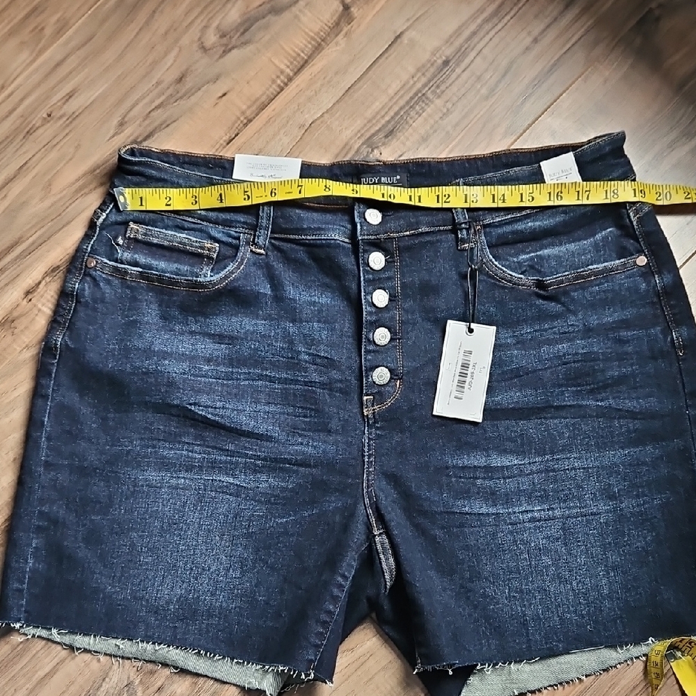 Judy Blue High Waist Dark Indigo Blue Denim Women's Shorts NWT 3XL - Picture 6 of 13